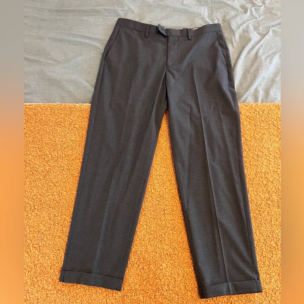 Gray mini check trousers size 33.